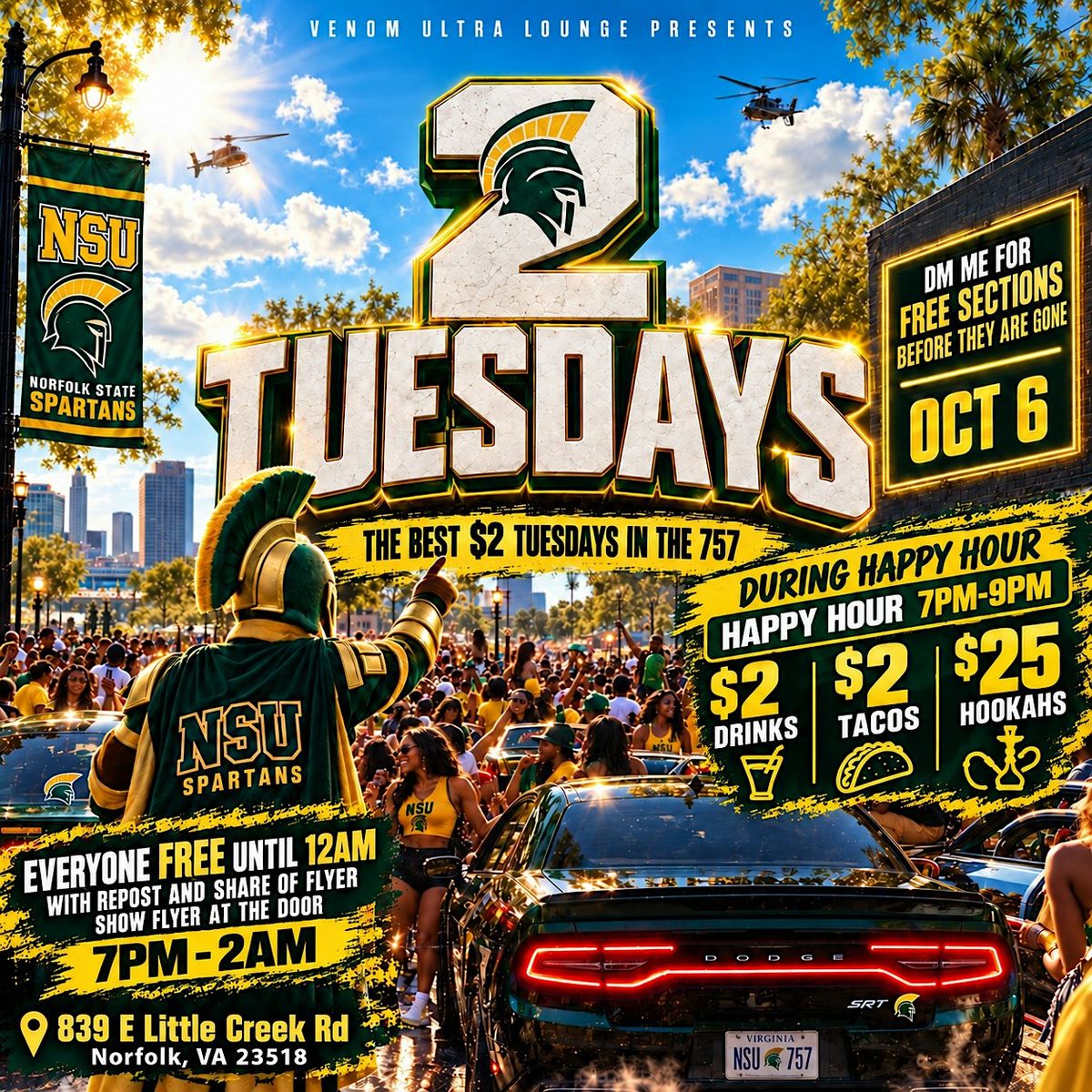 Nsu Rds $2 TUESDAYS AT VENOM ULTRA LOUNGE at Levels Norfolk on 6th October, 2026