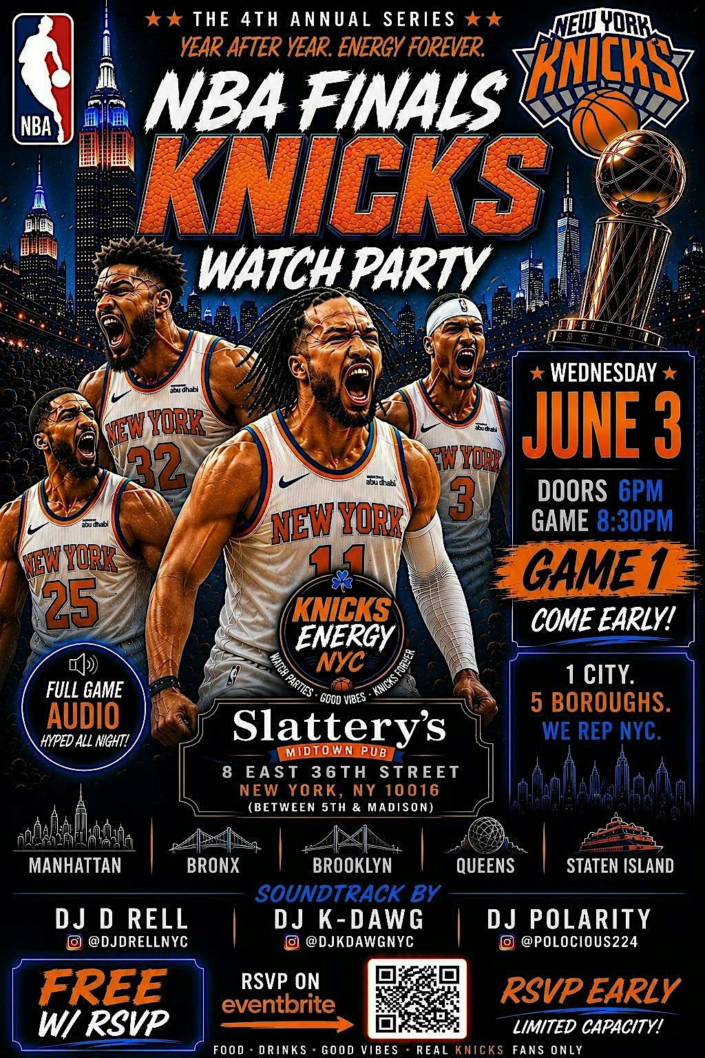 NBA FINALS - Knicks Watch Party Game 1 @ SLATTERYS at Slattery's ...