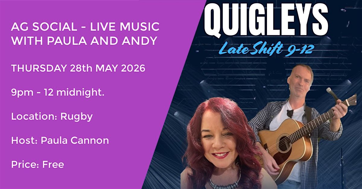 AG SOCIAL - LIVE MUSIC WITH PAULA & ANDY - INDIGO (Rugby)