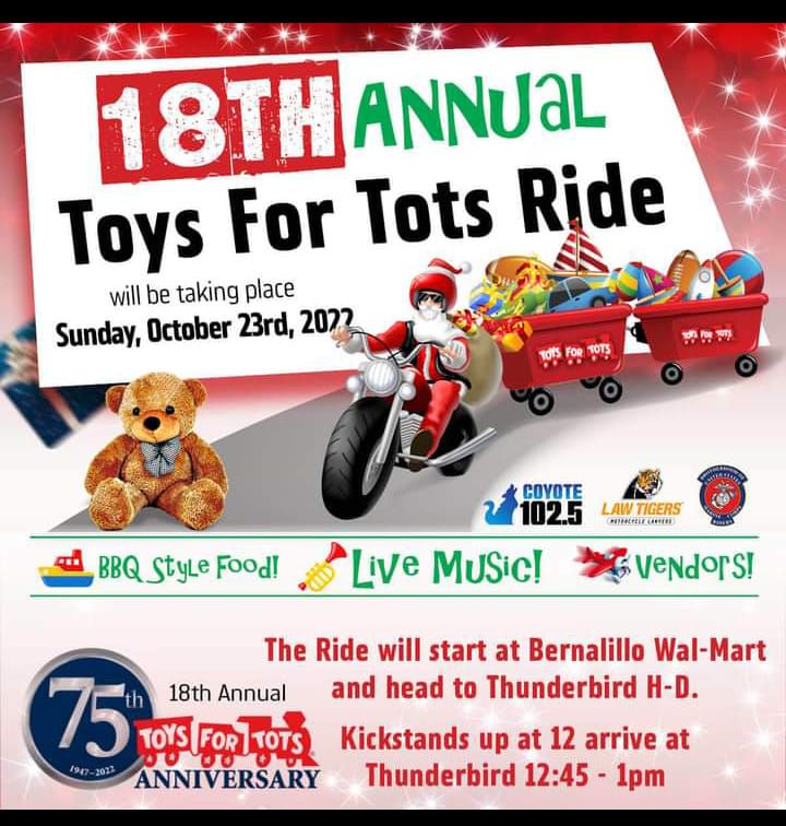 18 annual toys for tots meet at Walmart in bernalillo Walmart Bernalillo October 23, 2022