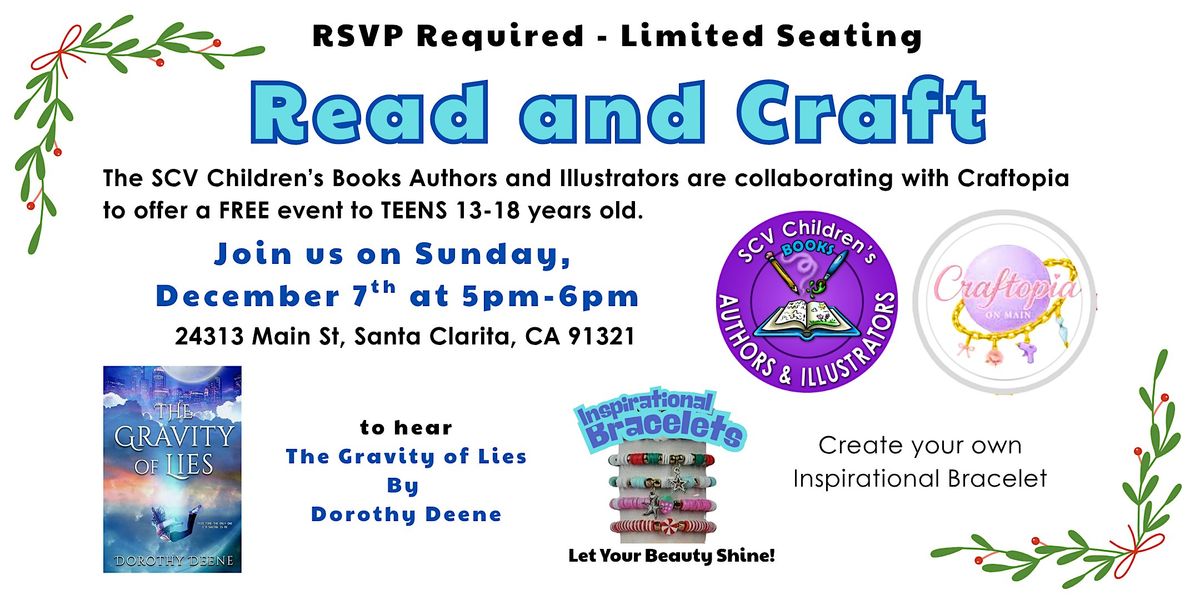 TEEN EVENT- SCVCBAI Group Authors Read and Craft at Craftopia Dec 7