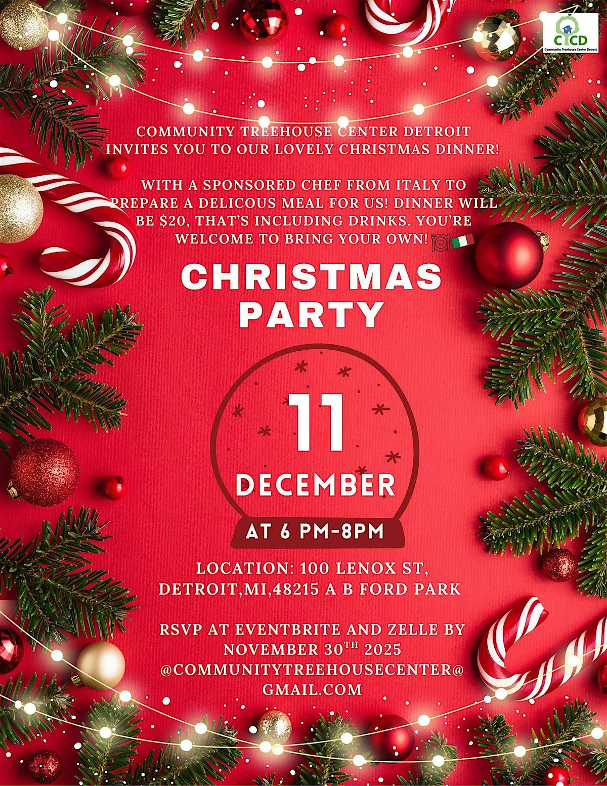 Christmas Dinner Party Hosted by. Community Treehouse Center Detroit!