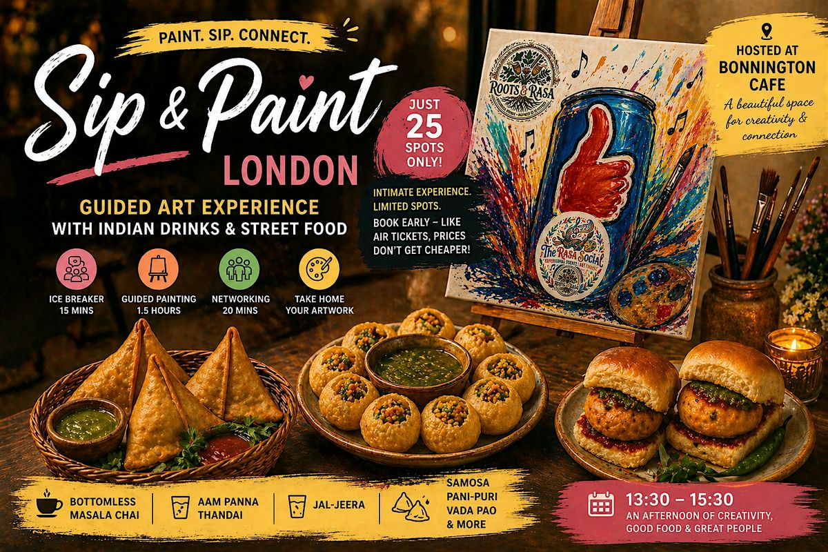 Sip, Paint, Social Event in London | Guided Art + Unlimited Drinks & Food