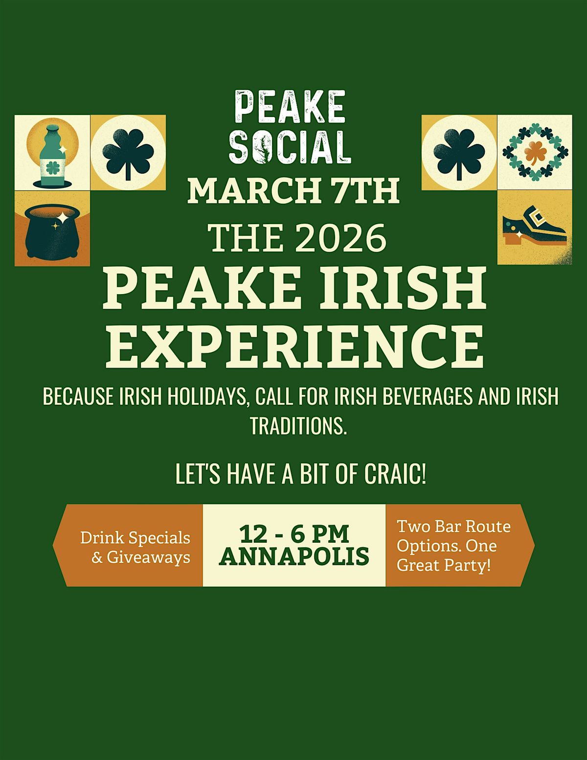 4th Annual Peake Irish Experience for Annapolis St Patrick's Day on 3\/7