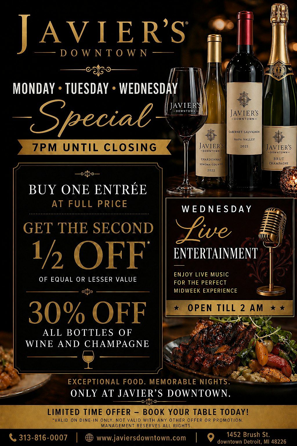 Monday-Wednesday Javiers Half Off Special