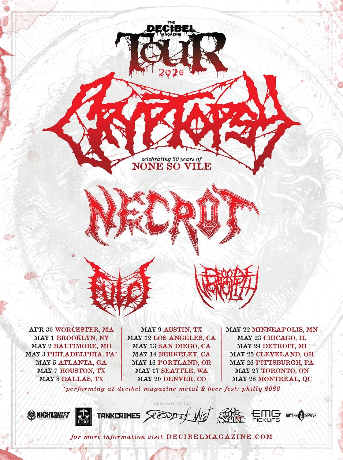 Decibel Magazine Tour: Cryptopsy  Necrot  Fulci & Blood Monolith