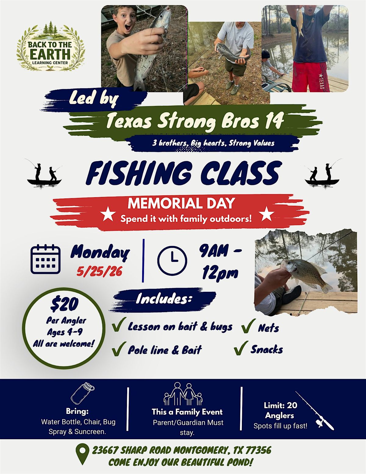 Sharpe Rd Fish Family Fishing Class at 23667 Sharp Rd, Montgomery on 25th May, 2026