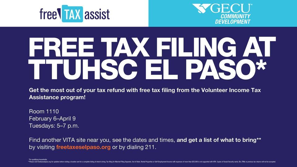Free Tax Filing Assistance at 5001 El Paso Dr, El Paso, TX, United