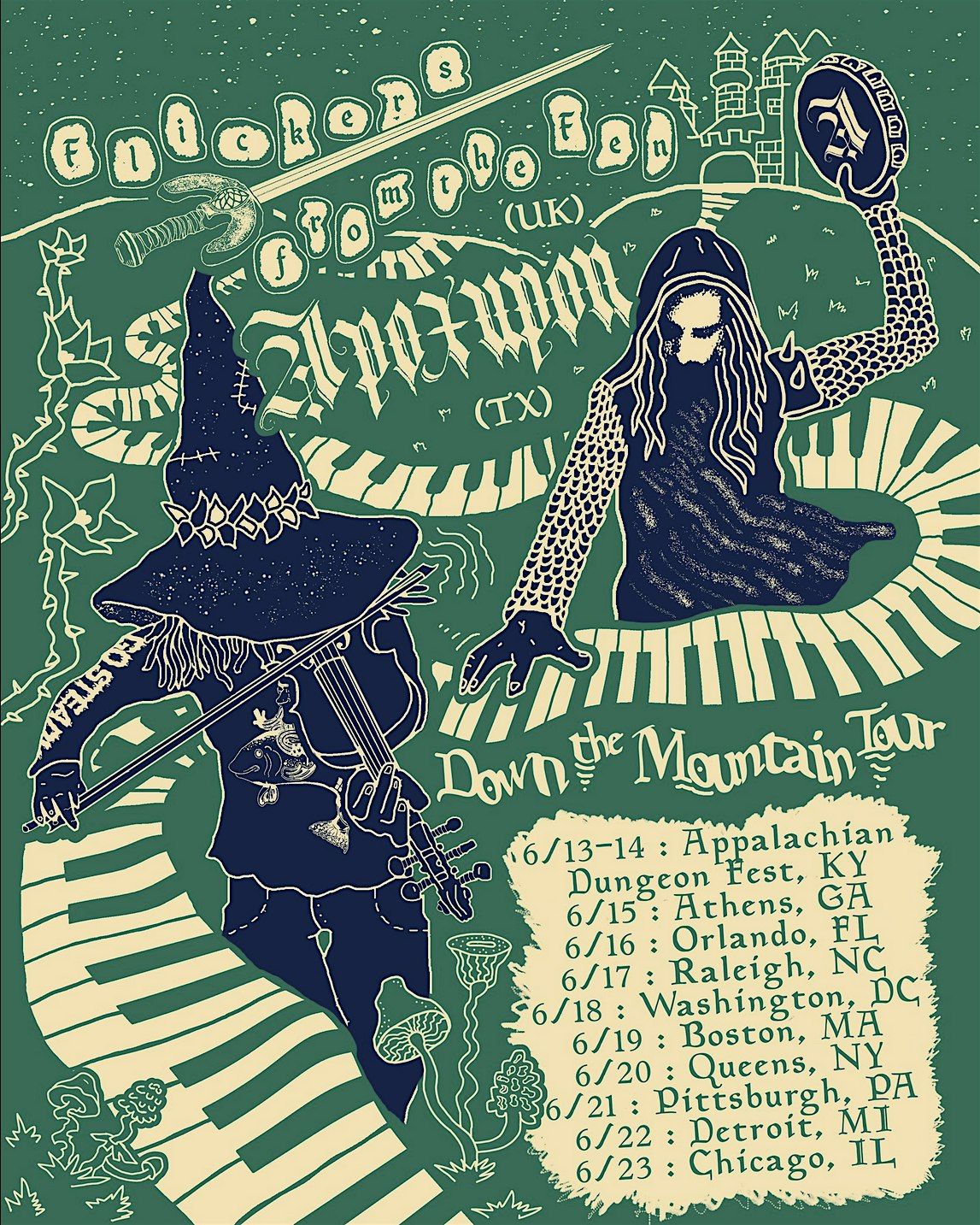 Down the Mountain Tour - Flickers from the Fen (UK) and Apoxupon (Texas)