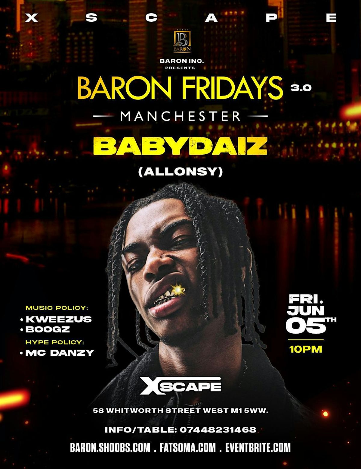 BARON FRIDAYS - BABYDAIZ Live in XSCAPE MCR