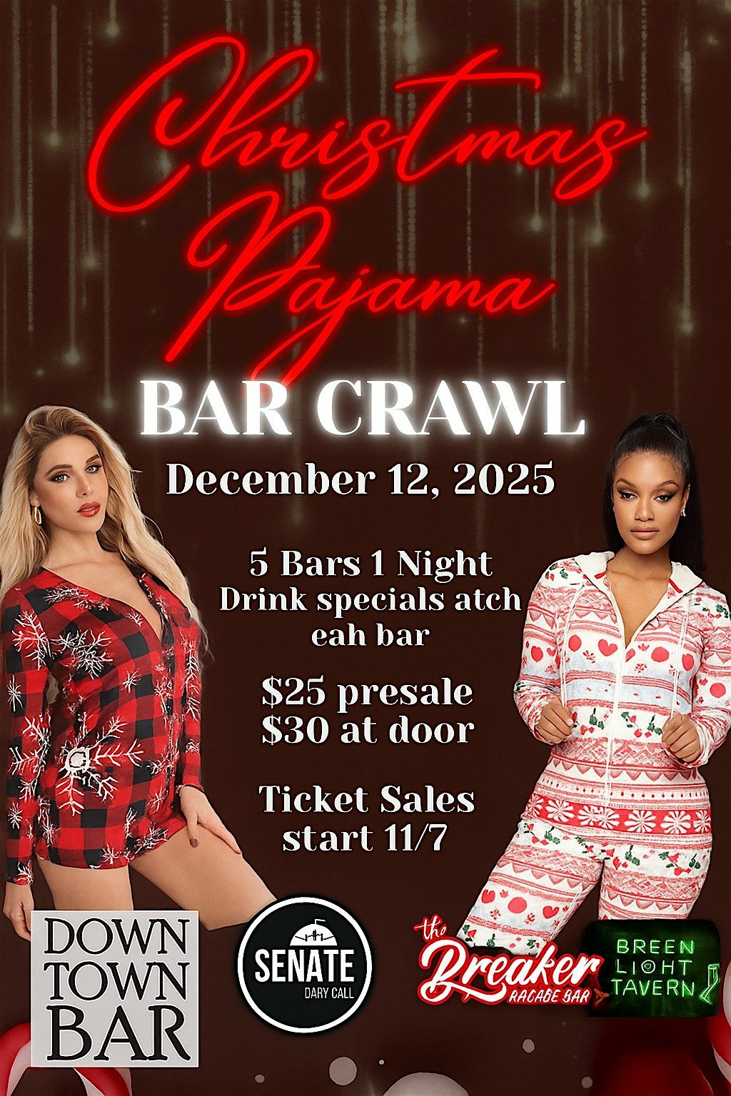 Christmas Pajama Bar Crawl