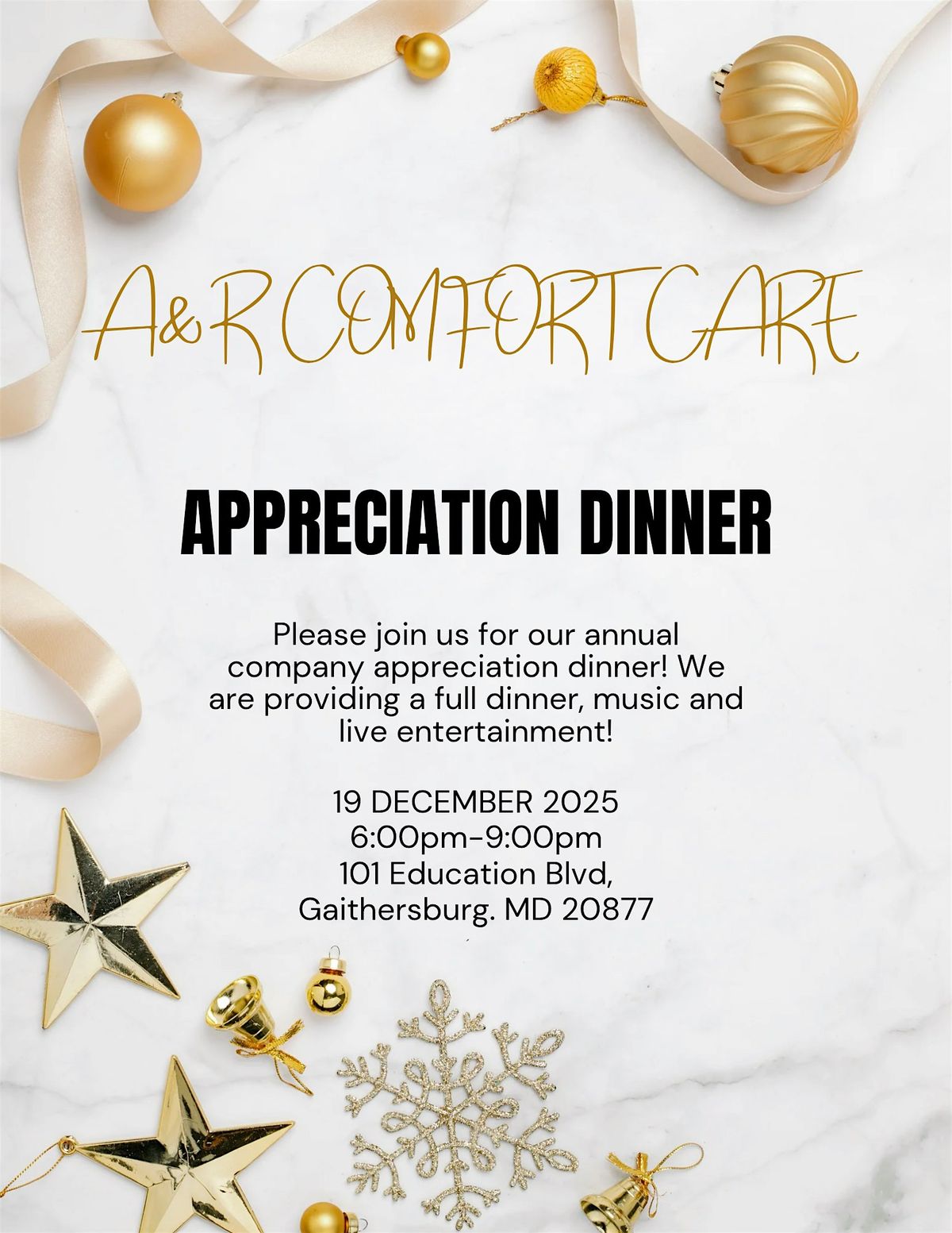 A&R Comfort Care Appreciation Dinner
