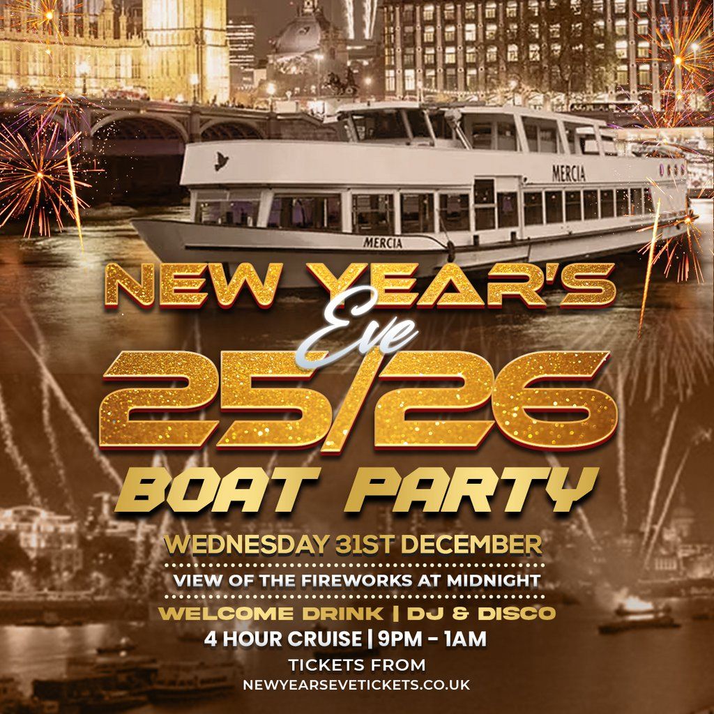New Years Eve London 2025\/25 Fireworks View Thames Boat Party