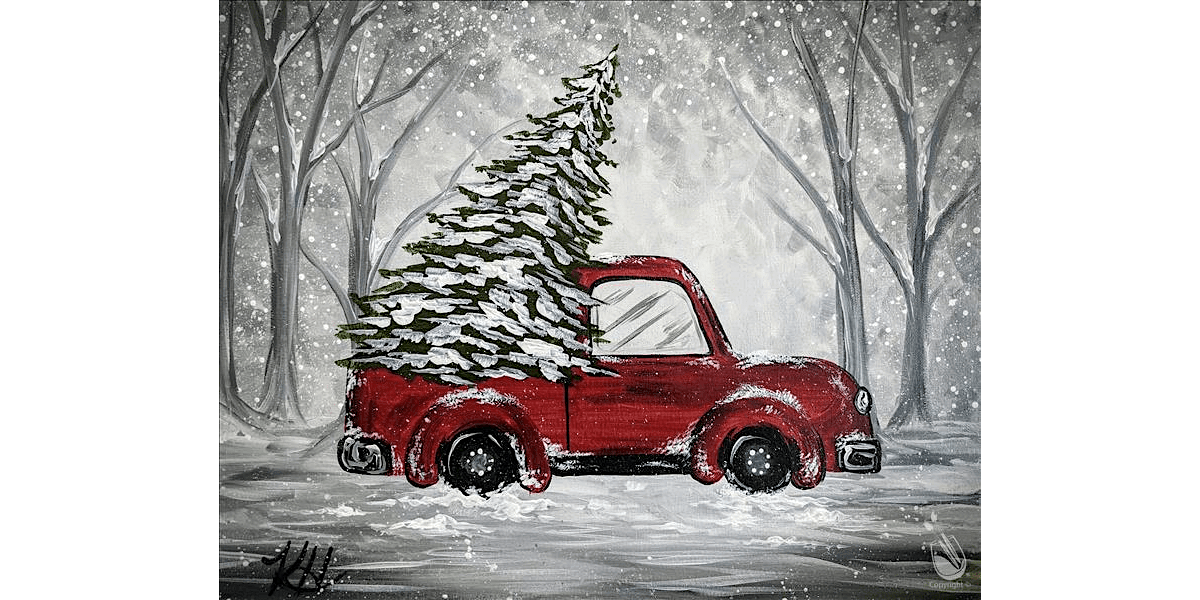 Holiday Red Truck - Paint and Sip in New Braunfels | Classpop!\u2122