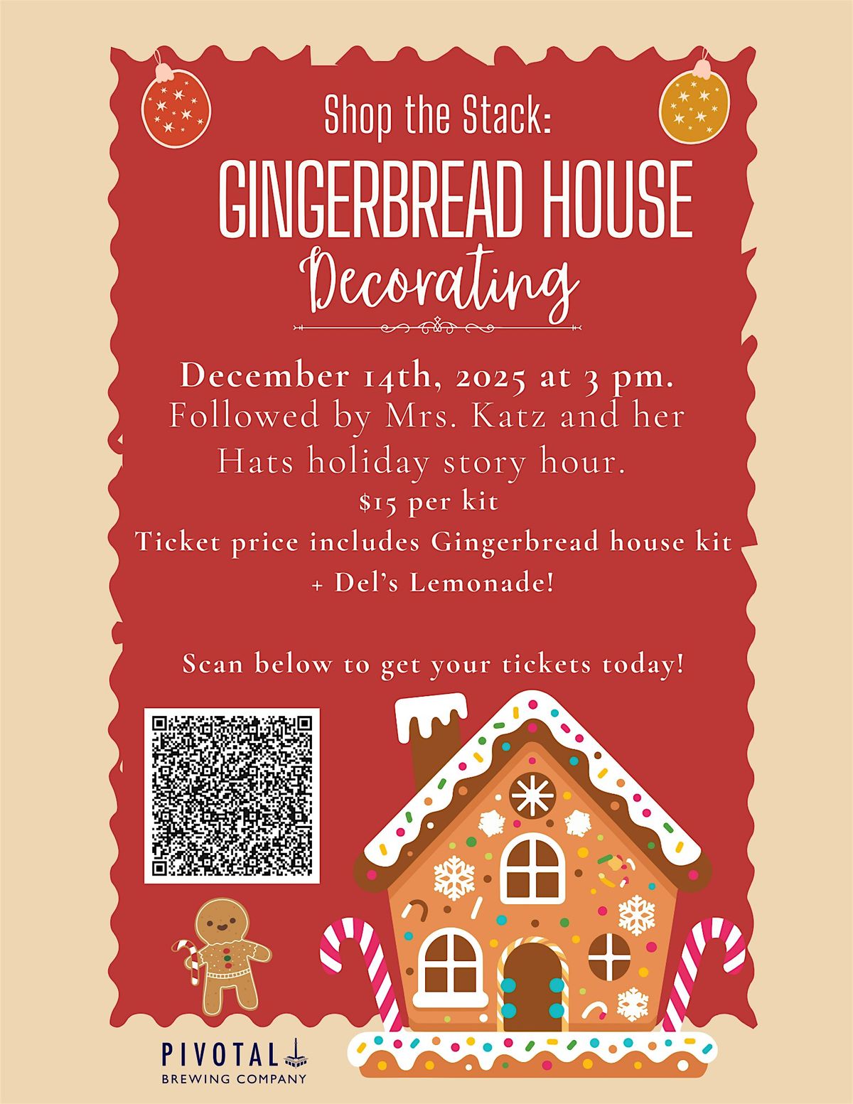Children's Gingerbread House Decorating + Mrs. Katz and her Hats!
