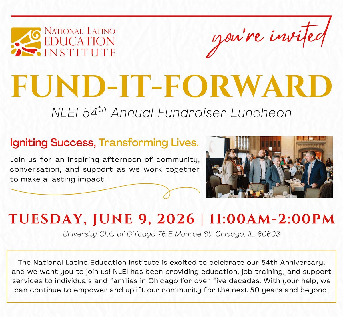 54th Annual Fundraiser Luncheon: FUND-IT-FORWARD
