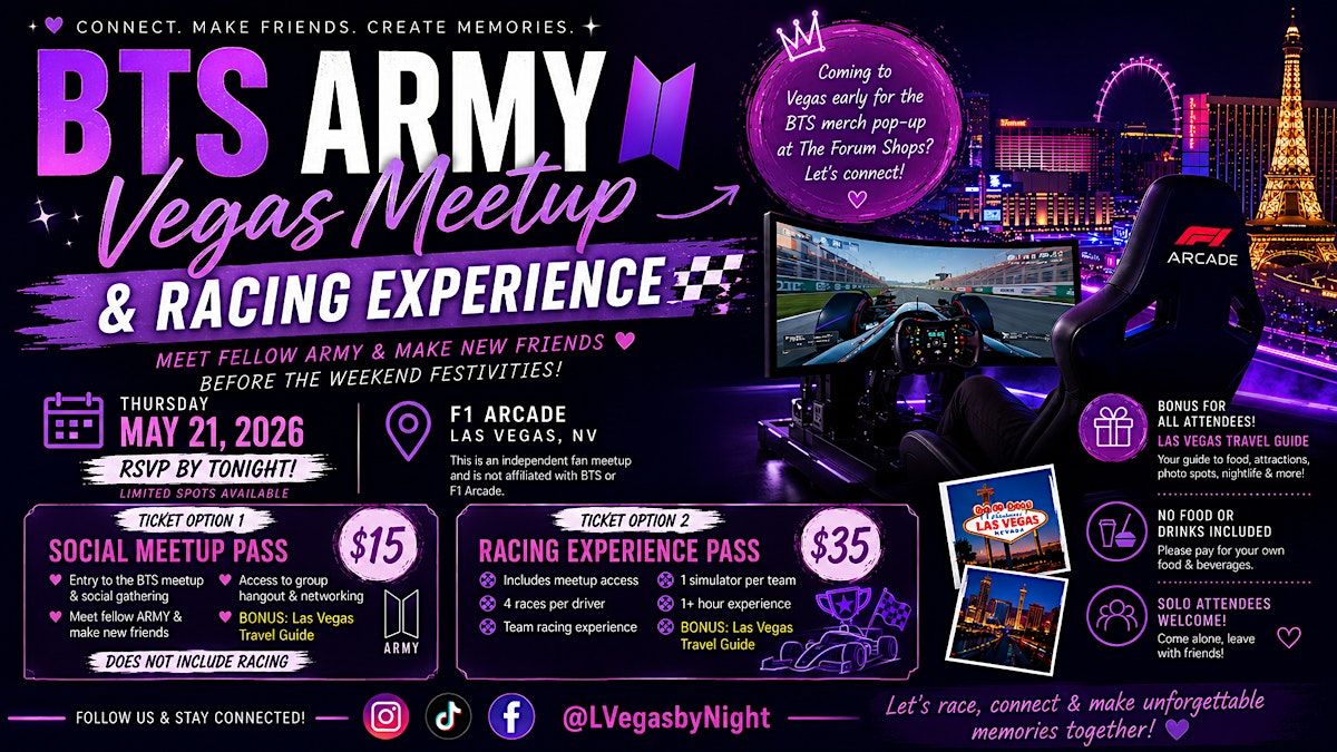 BTS ARMY Vegas Meetup & Racing Experience at F1 Arcade Las Vegas on ...