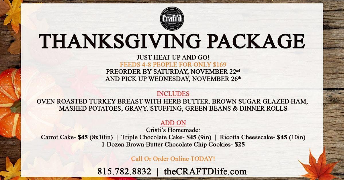 Craft'd Plainfield Thanksgiving To-Go Package 2025