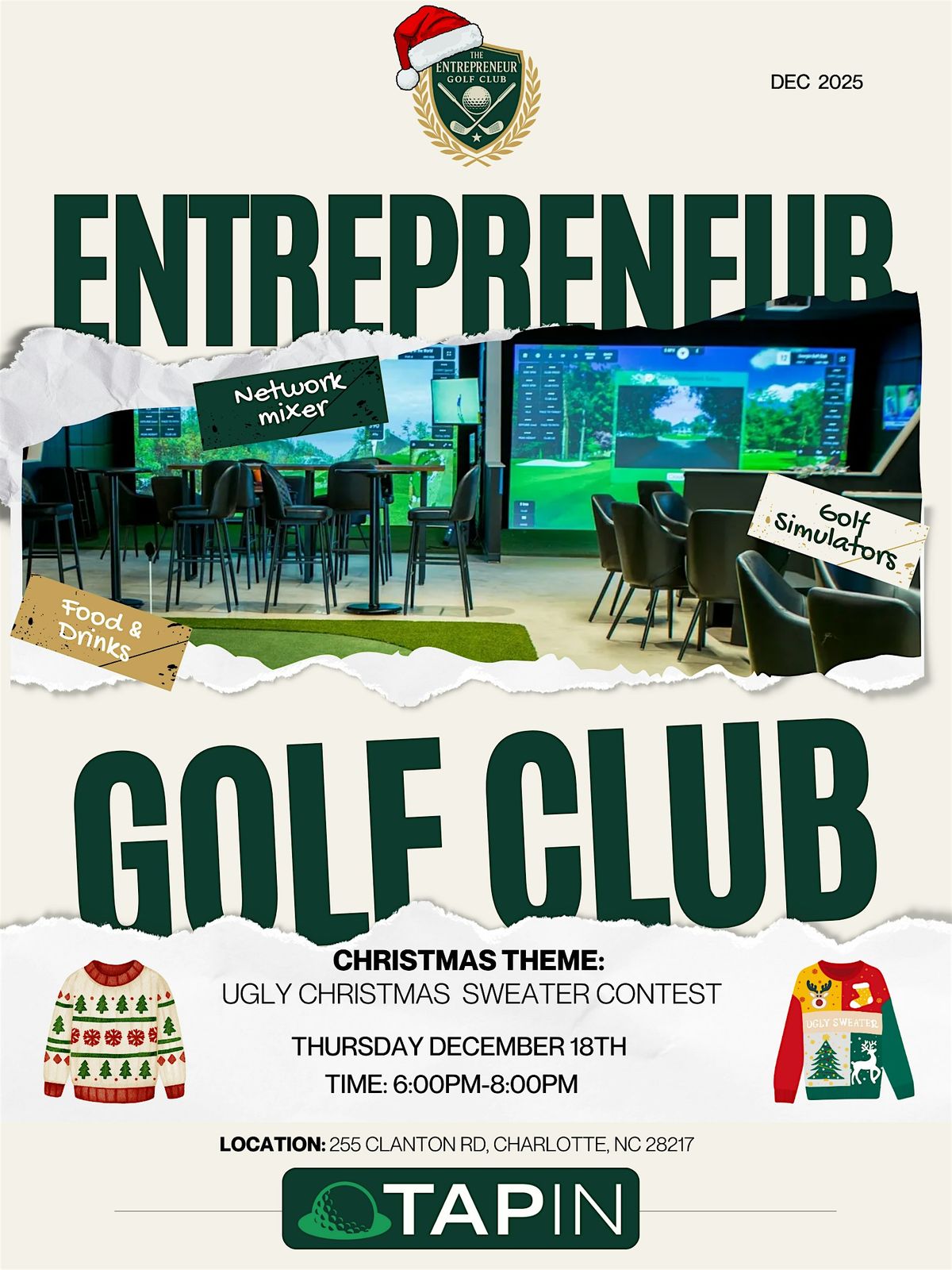 Entrepreneur Golf Club \u2013 December Networking Mixer at Tap In Golf Lounge