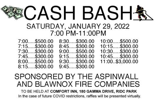 2022 Aspinwall And Blawnox Cash Bash Comfort Inn RIDC Park Etna PA 2022 Aspinwall And Blawnox Cash Bash Comfort Inn RIDC Park Etna PA