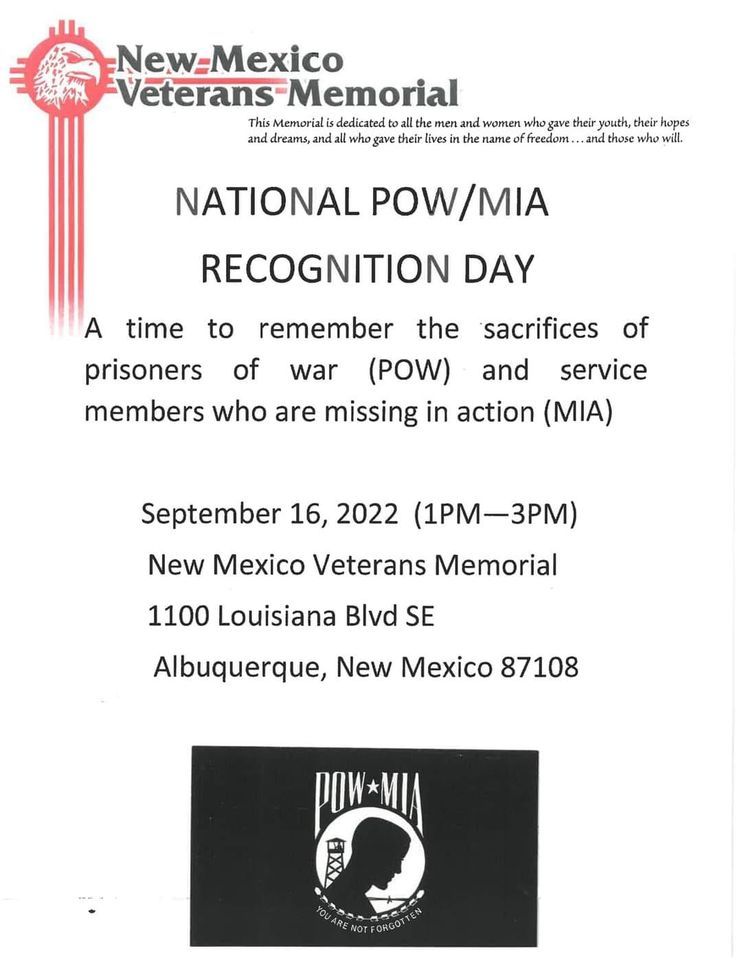 National POW/MIA Recognition Day New Mexico Veterans Memorial