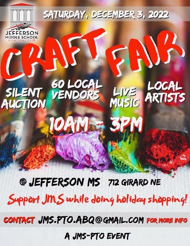 JMS Craft Fair Jefferson Middle, Albuquerque, NM December 3, 2025