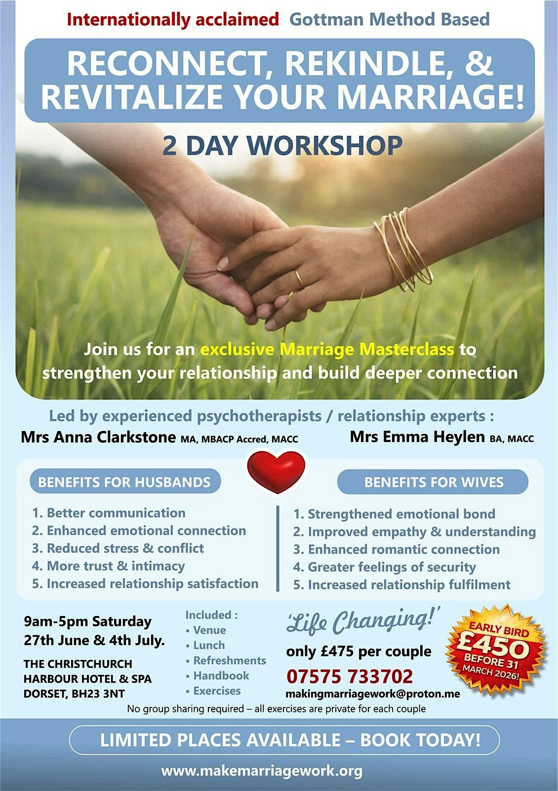 Making Marriage Work -Gottman Method - 2 Day Workshop