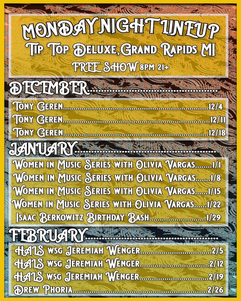 Tony Geren Tip Top Deluxe Bar & Grill, Grand Rapids, MI December 11, 2023