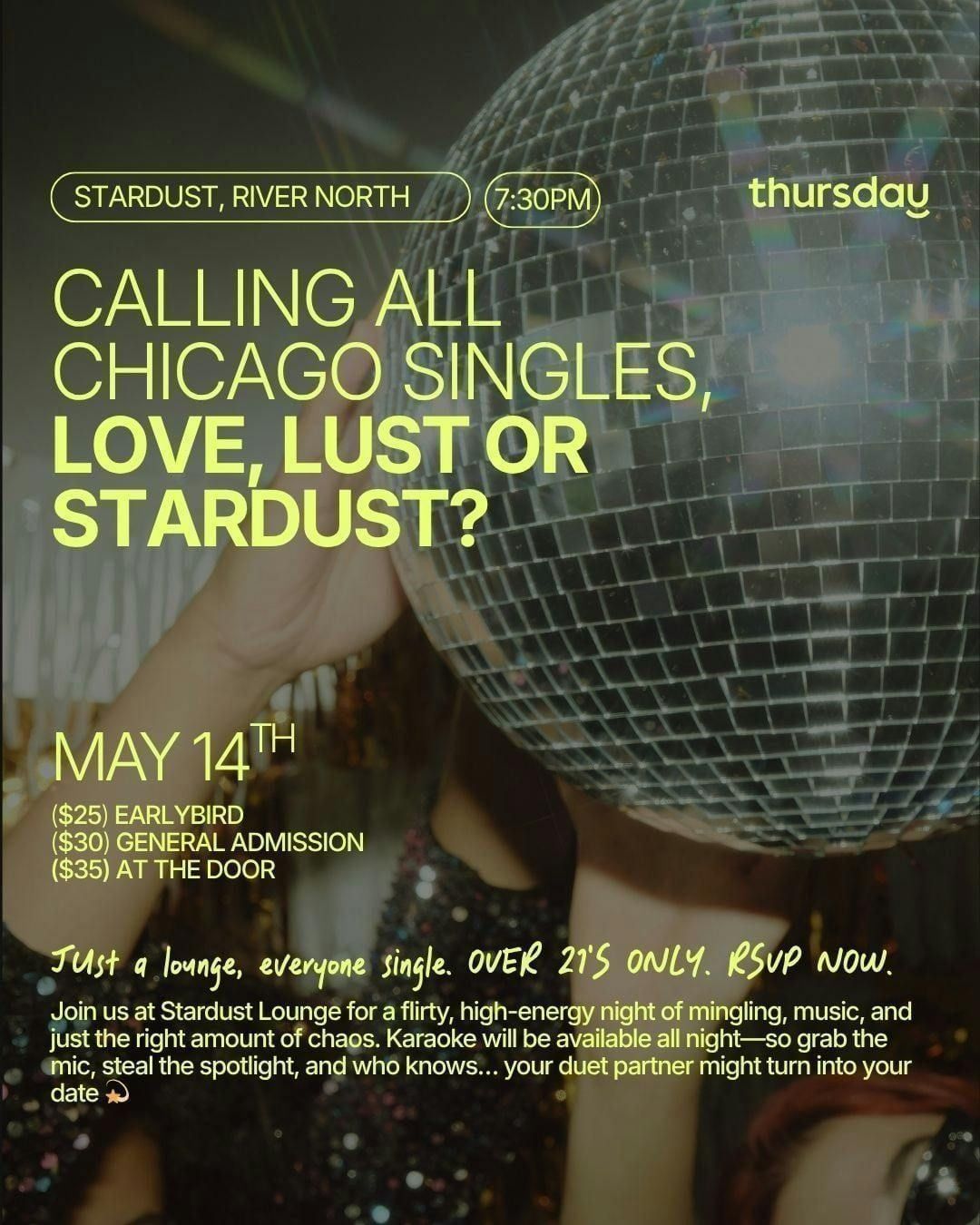 Thursday | Love, Lust or Stardust? Singles Mixer | River North 