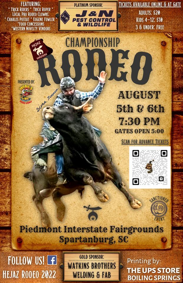 Hejaz Shriners Rodeo | Spartanburg Fairgrounds | August 6, 2022