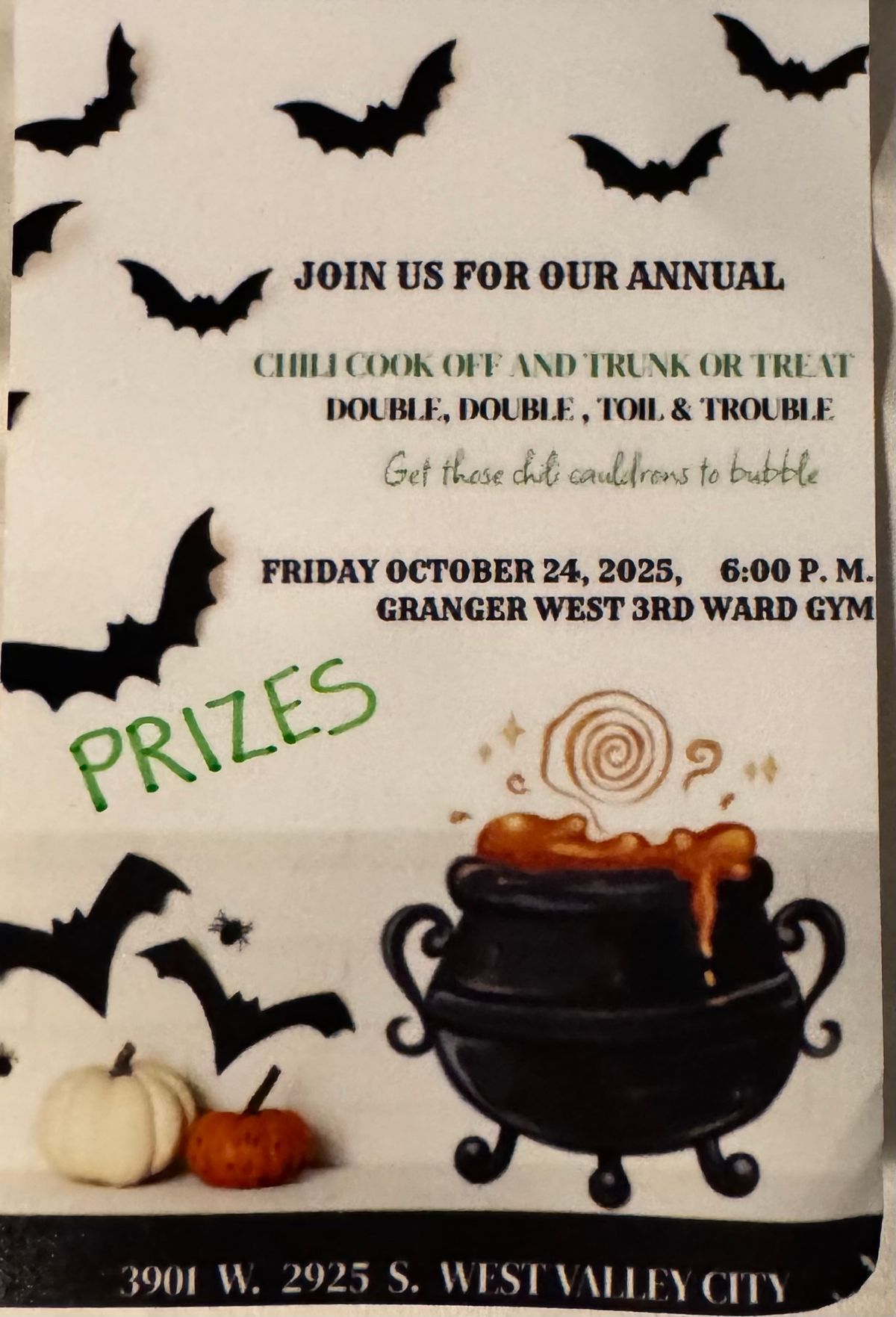3rd Chili Cook-Off \/ Ward Trunk or Treat