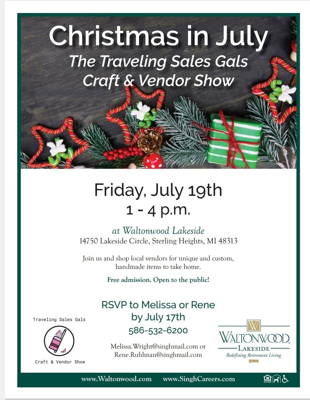 Waltonwood Lakeside Christmas in July Craft and Vendor Show