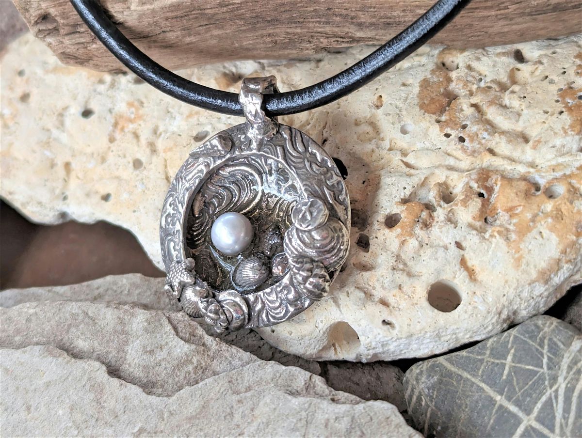 Summertime Silver Tidepool Pendant in Precious Metal Clay