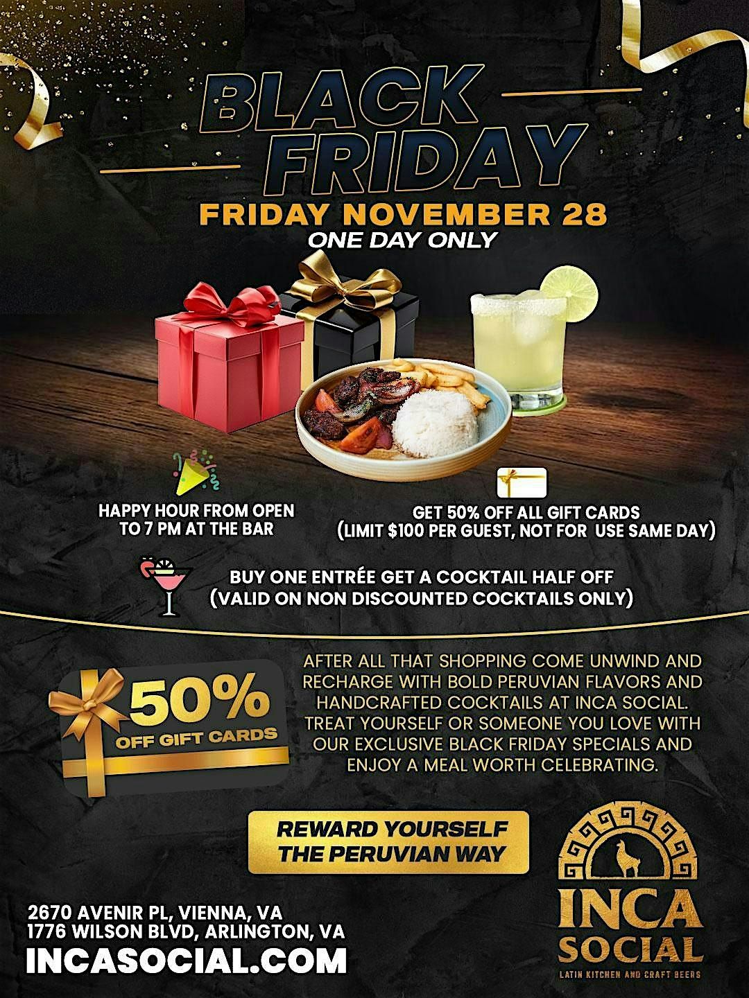 Black Friday at Inca Social \u2013 One Day Only! #Arlington