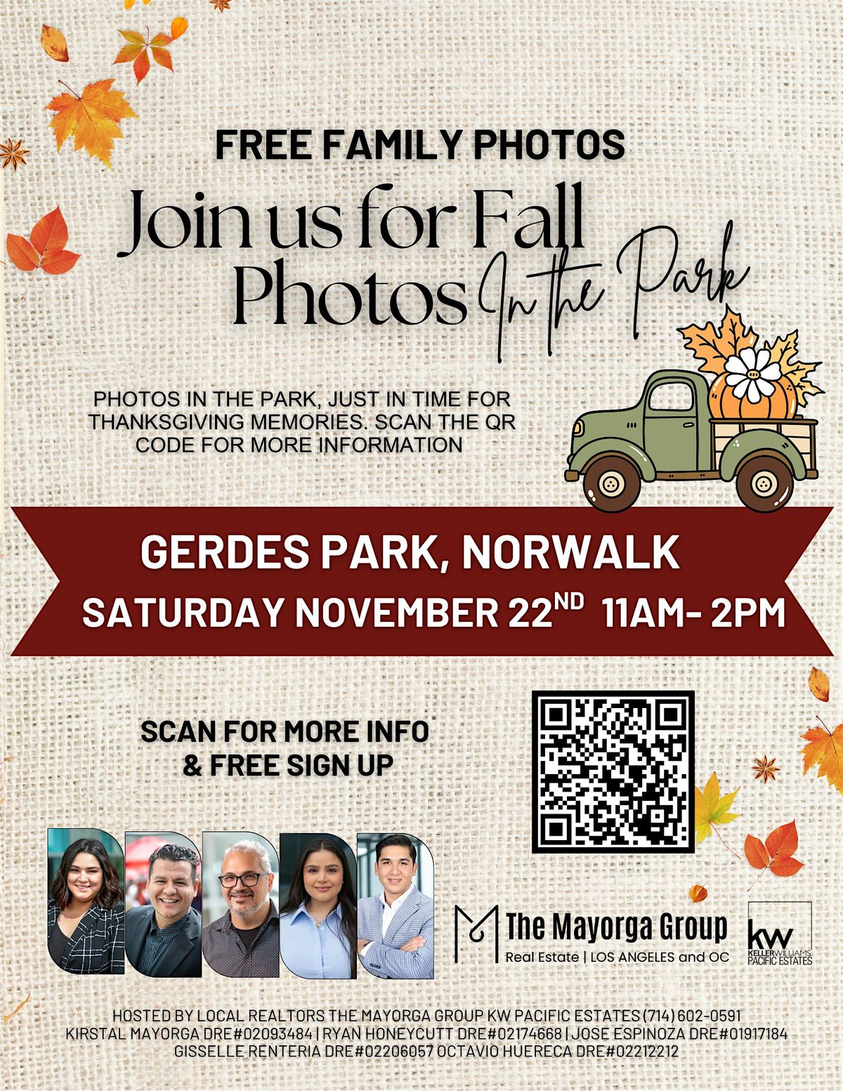Free Fall Family Photos in the Park \u2013 Hosted by The Mayorga Group