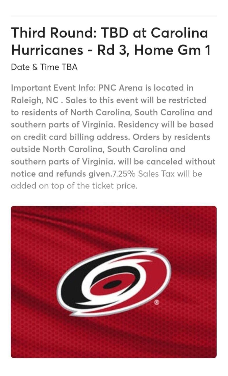 TBD at Carolina Hurricanes at Lenovo Center