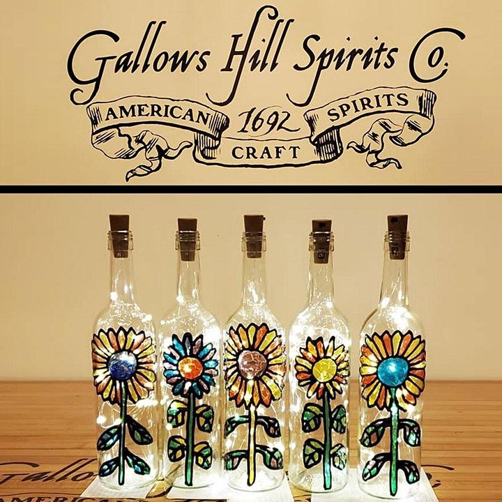 Stained Glass Wine Bottle Sunflower Bottle Gallows Hill Spirits, Allentown, PA May 19, 2022