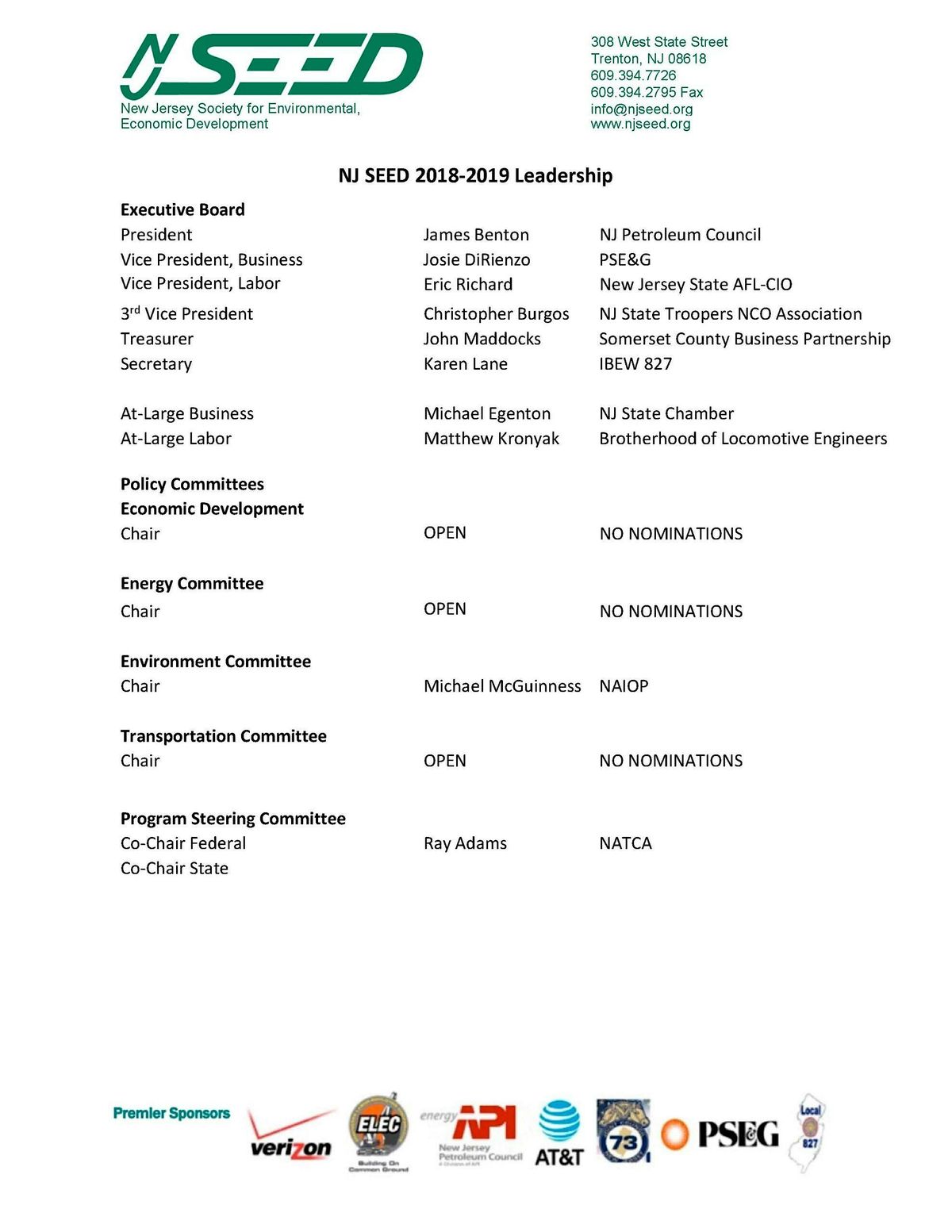 NJ SEED Annual Trustee Reorganization Luncheon