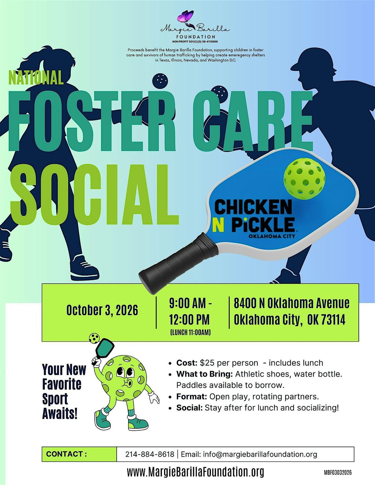 Margie Barilla Foundation - Chicken N Pickle Foster Care Social Day in OKC!