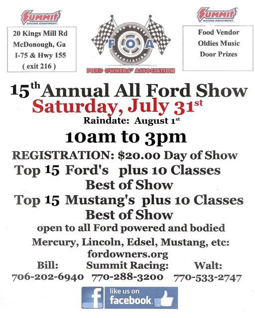 All Ford Show | Summit Racing Equipment, Mcdonough, GA | July 31, 2021