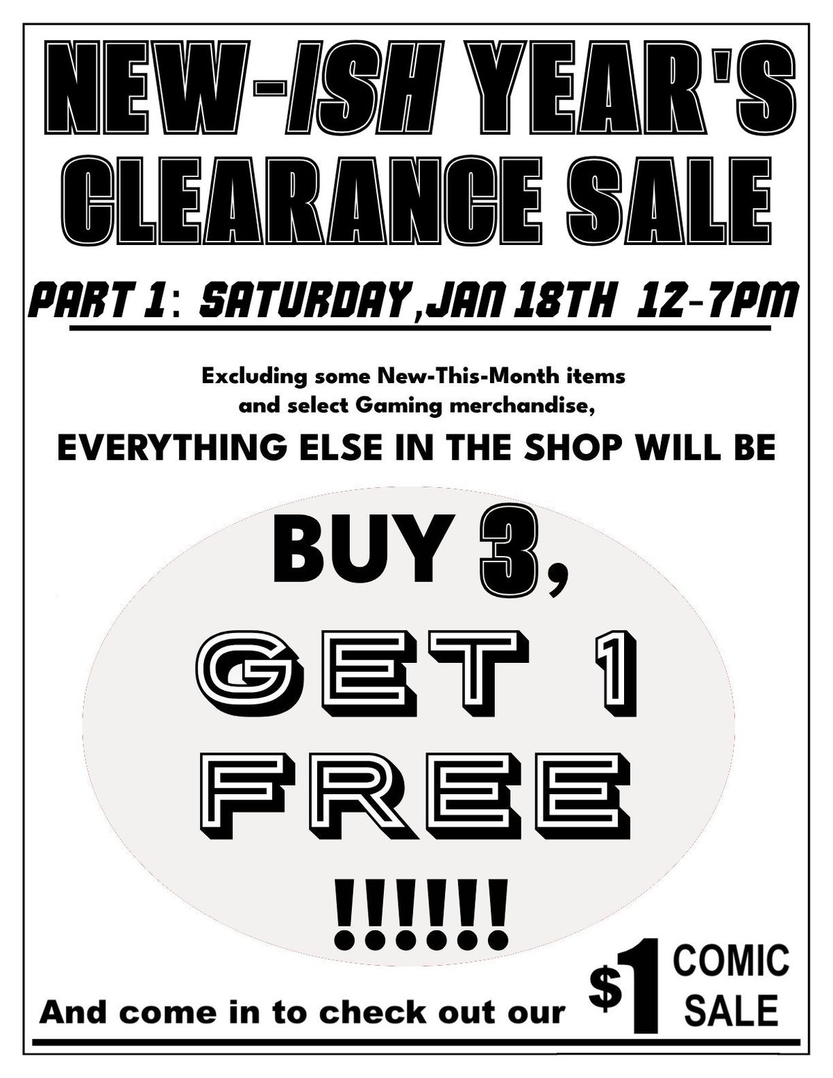 Newish Years Clearance Sale Part 1 at Wades! 8750 New Falls Rd