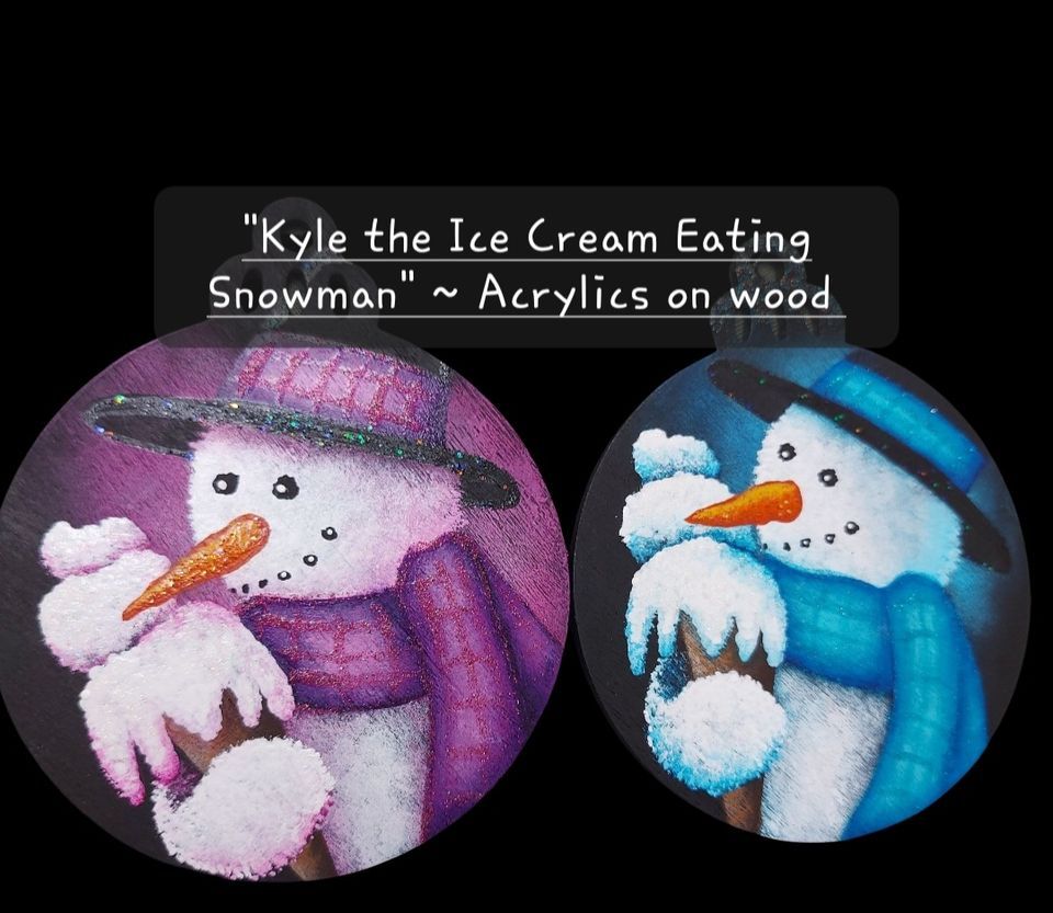 Kyle the Ice Cream Eating Snowman 8 Hours Confident Beginner & Up Let's Paint With Sharon