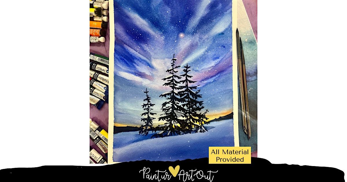 Winter Nights Watercolour with Paint Ur Art Out at Glendale Community Assoc