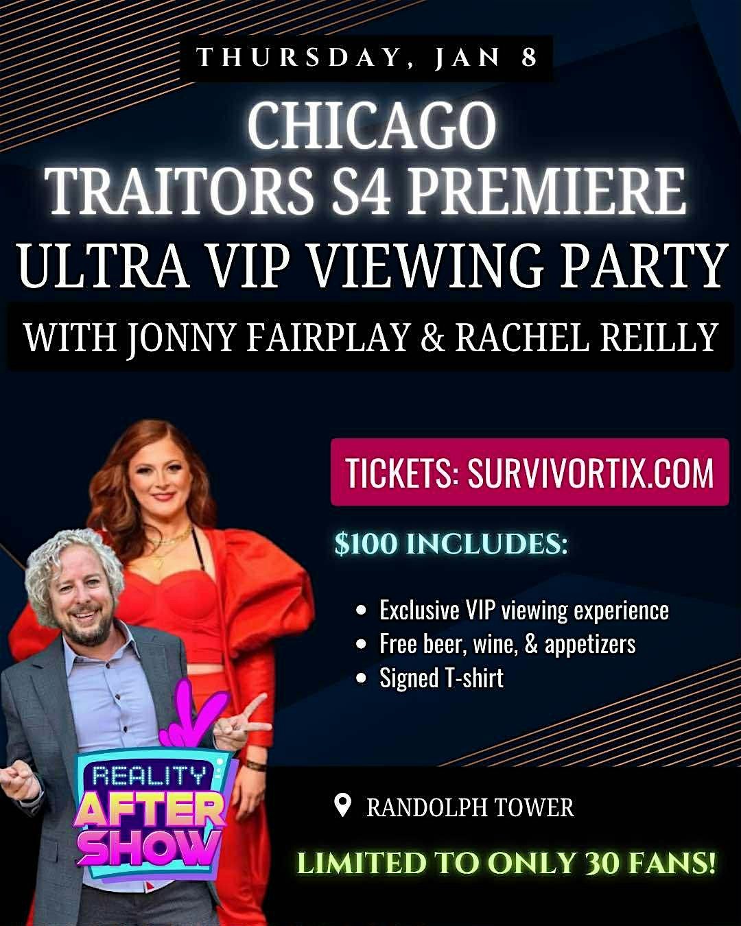 Traitors S4 Premiere ULTRA VIP Viewing Party Jonny Fairplay & Rachel Reilly