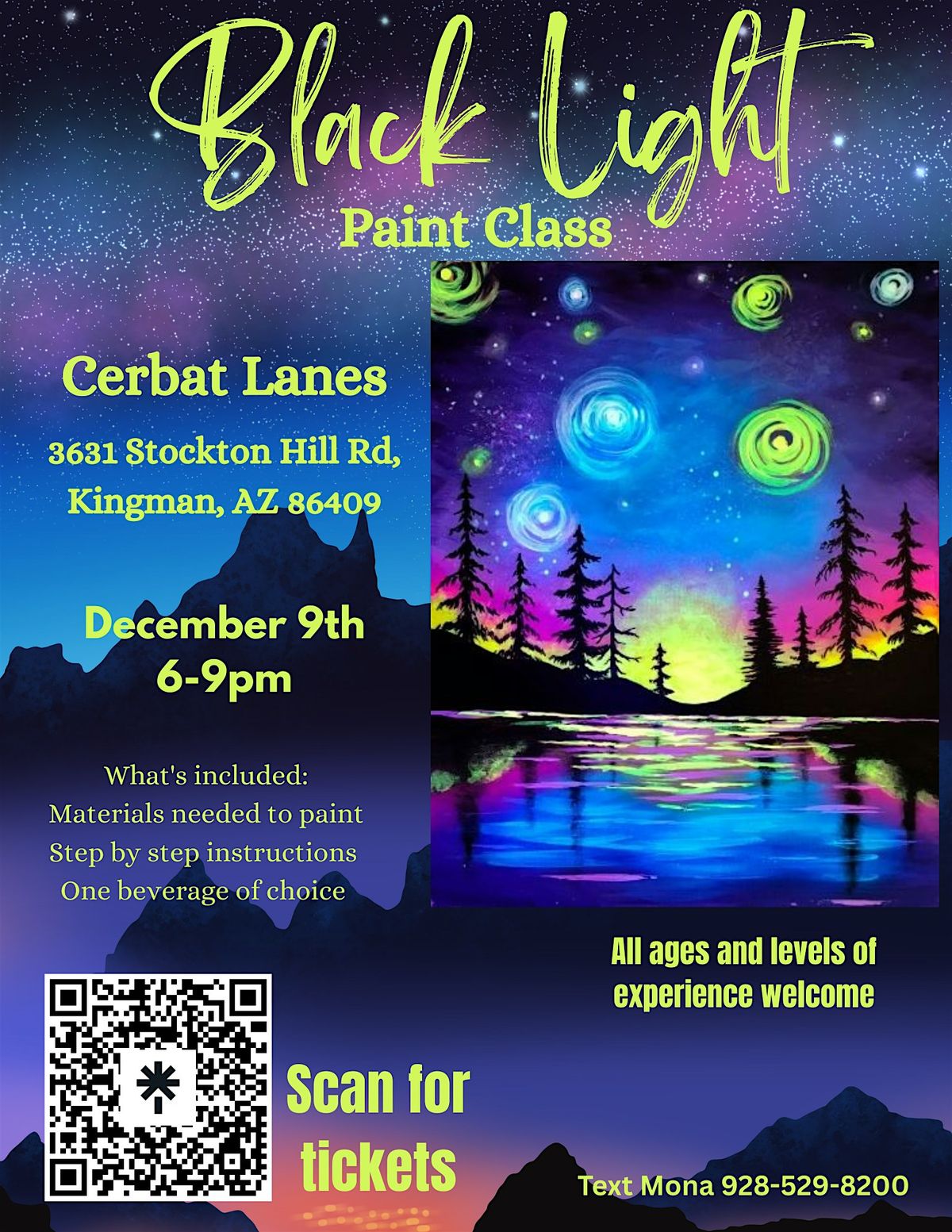 Black Light Paint Class Cerbat Lanes