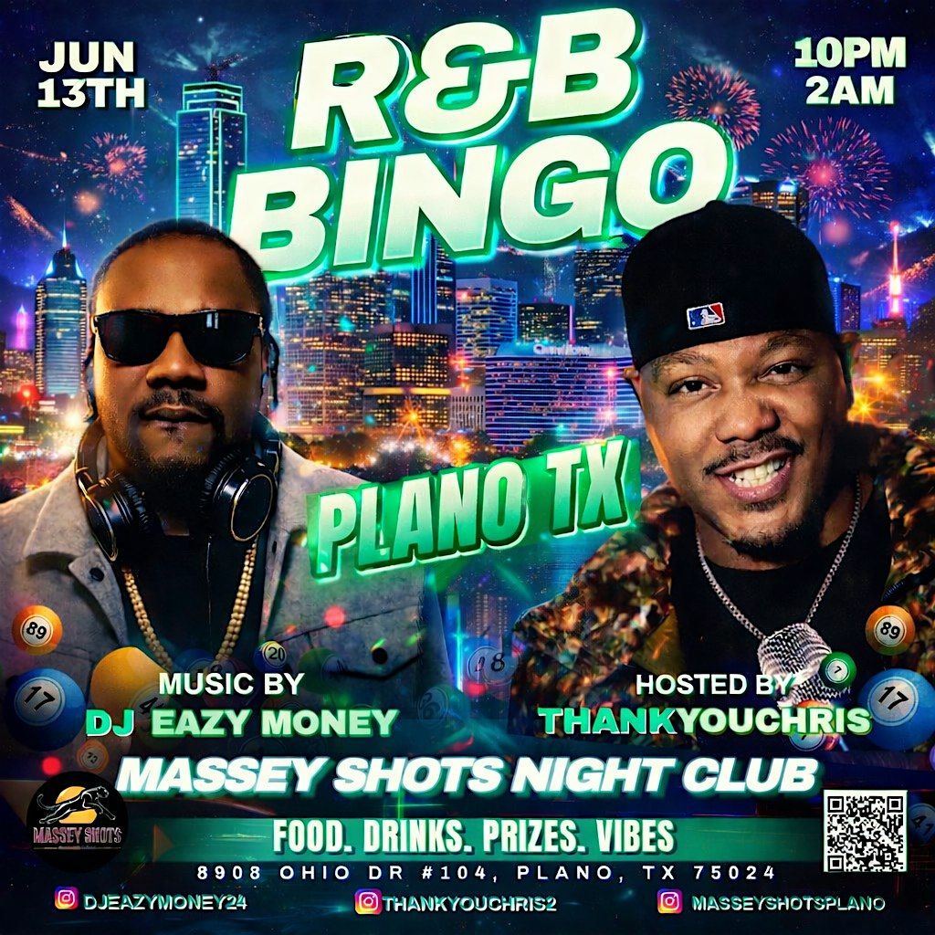 R&B BiNGO PLANO TX! 6\/13\/26 TRAP Vs R&B BiNGO W\/Comedian THANK YOU CHRIS
