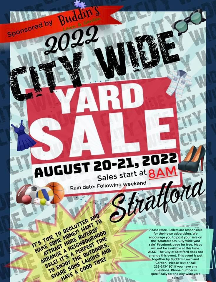 2022 City Wide Yard Sale STRATFORD ON. Stratford, Ontario August 20 to August 21