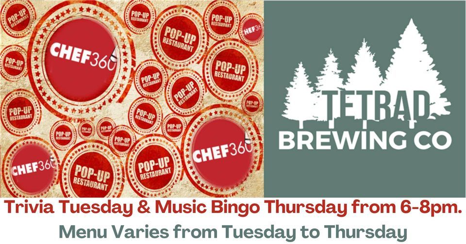 Food Pop up for Trivia Tuesday & Music Bingo Thursday Tetrad Brewing