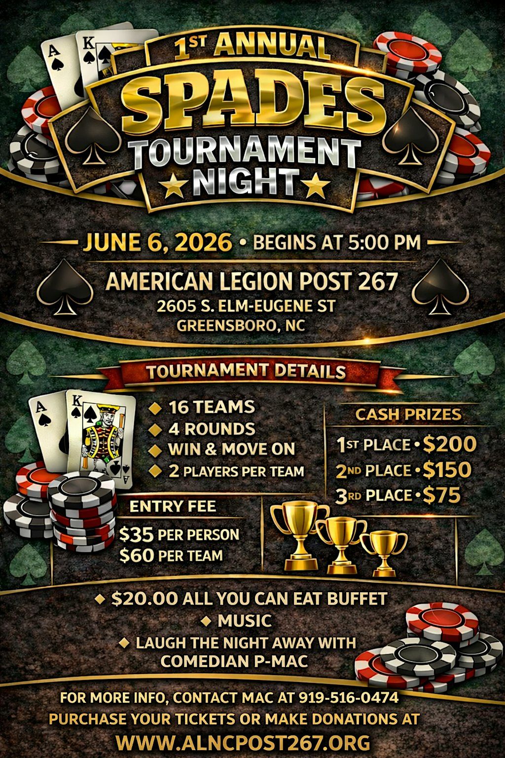 1st Annual American Legion NC Post 267 Spades Game Tournament Night