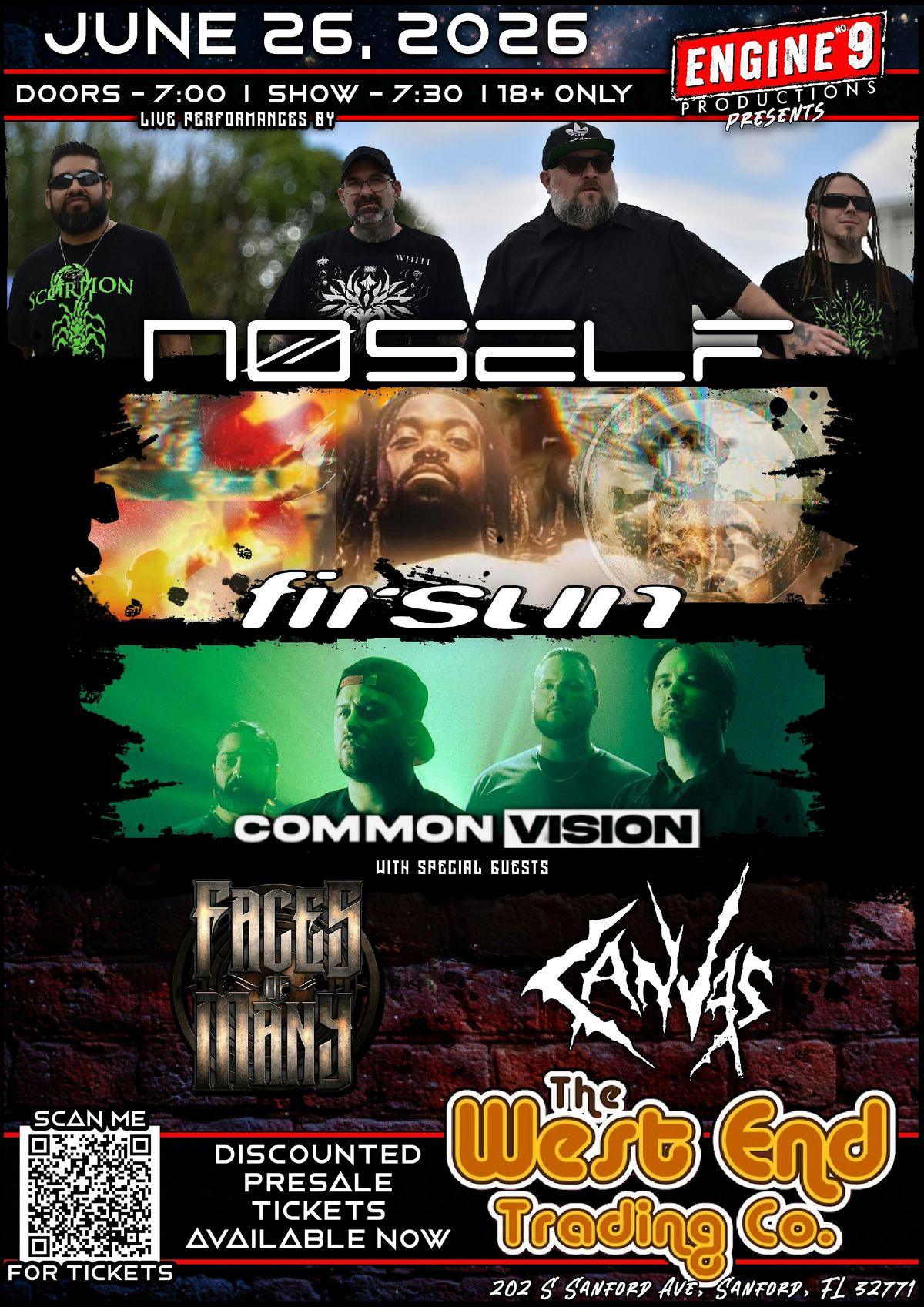 Noself, firsun, common vision, faces of many, canvas